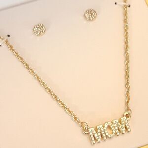 Rhinestone MOM Necklace and Earring Set  - NWOT